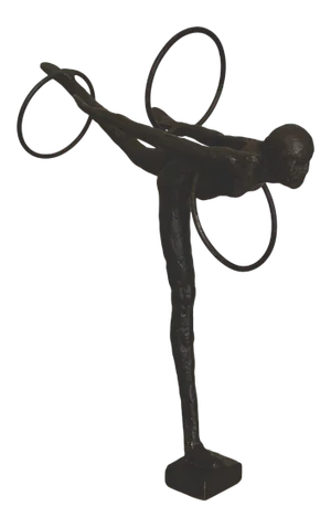Vintage Acrobat With Hoops Modern Contemporary Bronze Sculpture