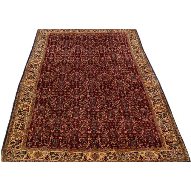 Traditional 1960s Vintage Bidjar Red Handmade Floral Wool Rug For Sale - Image 3 of 7