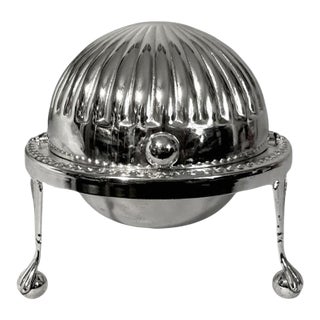 Vintage English Made Silver-Plated Caviar Container or Butter Dish For Sale