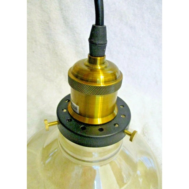 Pair of Finesse Decor Pl-718 Wide Single Pendant Cognac Lamps For Sale - Image 4 of 9