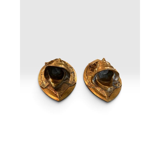 Vintage H. Vankruck Dutch Cast Brass Pierrot Jester Wall Pockets — Pair For Sale - Image 9 of 11