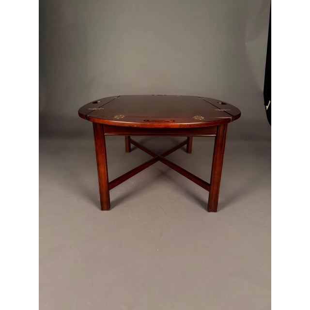 Vintage English Mahogany Butler’s Drop-Leaf Tray Coffee Table With Brass Hinges For Sale - Image 14 of 18
