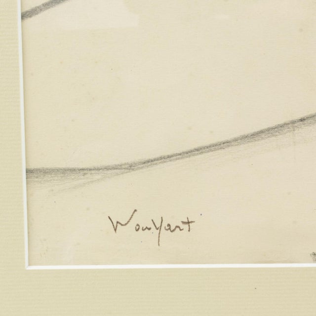 Modern Cubist Woman Study Black Pencil Drawing by Wouyart, Circa 1930 For Sale - Image 3 of 16