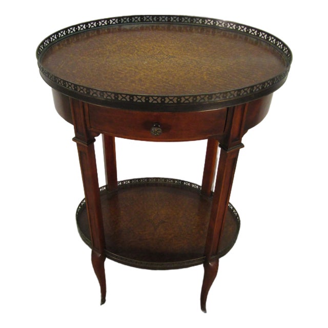 Theodore Alexander Mahogany and Leather Top Accent Table For Sale