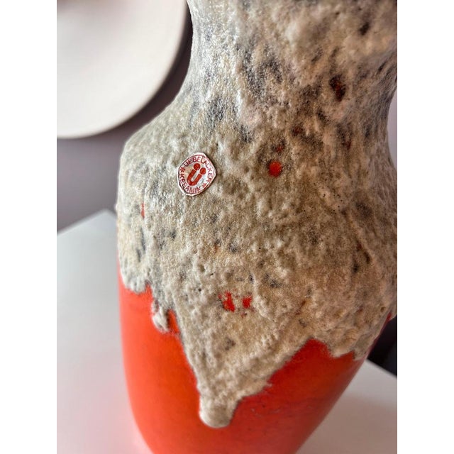 Orange White Model 1439/40 Fat Lava Vase from Uebelacker Keramik For Sale - Image 5 of 11
