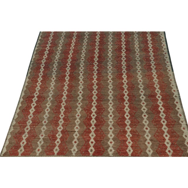 Moroccan Rug & Kilim’s Modern Rug with Beige-brown Geometric Patterns - 6x9 For Sale - Image 3 of 7