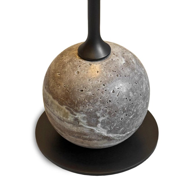 2020s Tall Marble Ball & Bronze Table Lamp For Sale - Image 5 of 7