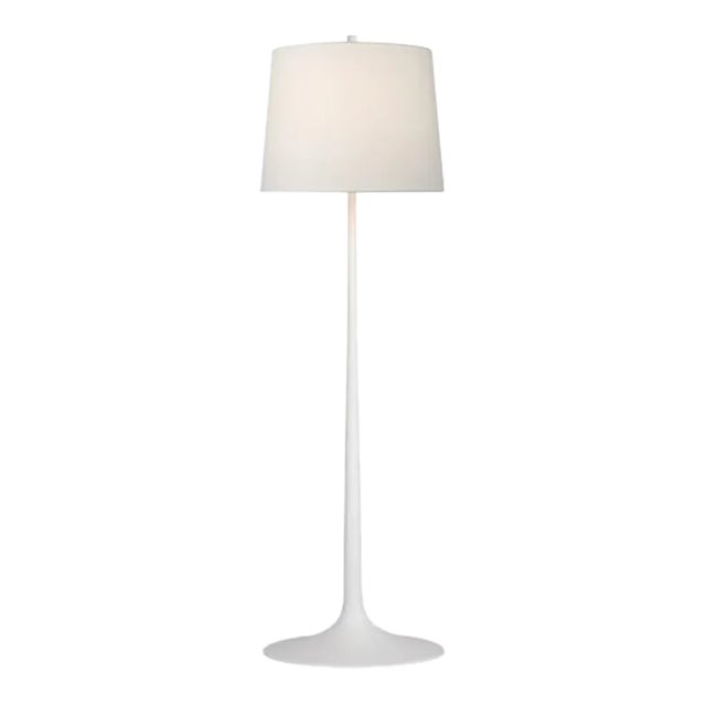 Barbara Barry for Visual Comfort Signature Oscar Large Sculpted Floor Lamp in Plaster White with Linen Shade For Sale