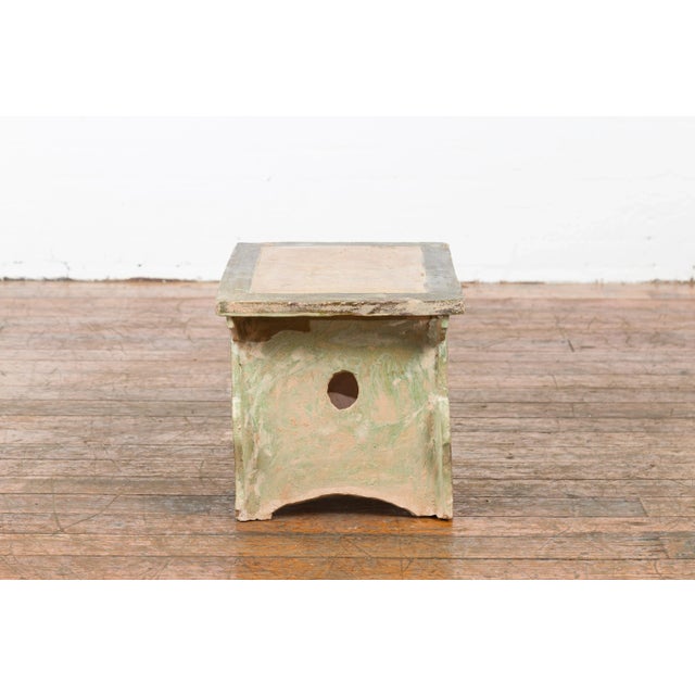 Petite Chinese Ming Dynasty Period Glazed Pedestal with Polychrome Finish For Sale - Image 12 of 13