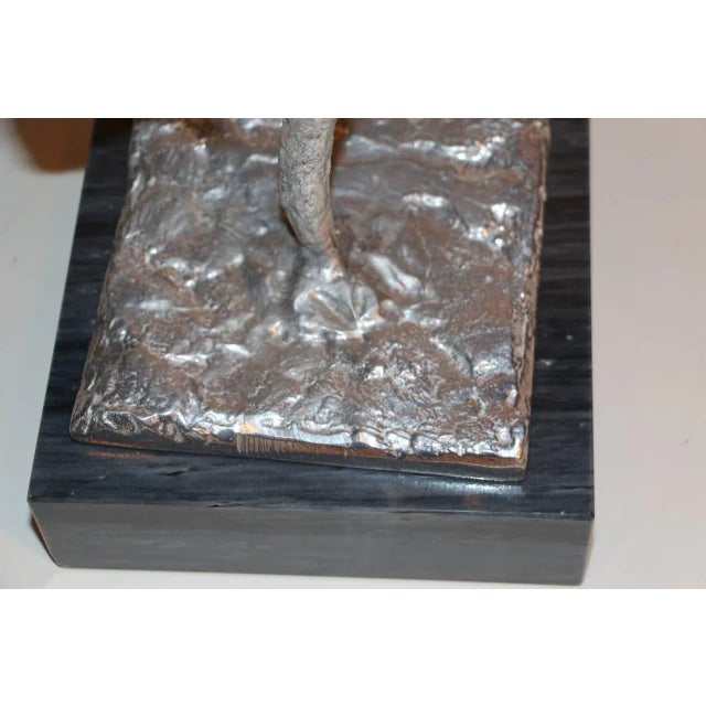 Abstract Abstract Cast Metal Bust on Marble Base For Sale - Image 3 of 9