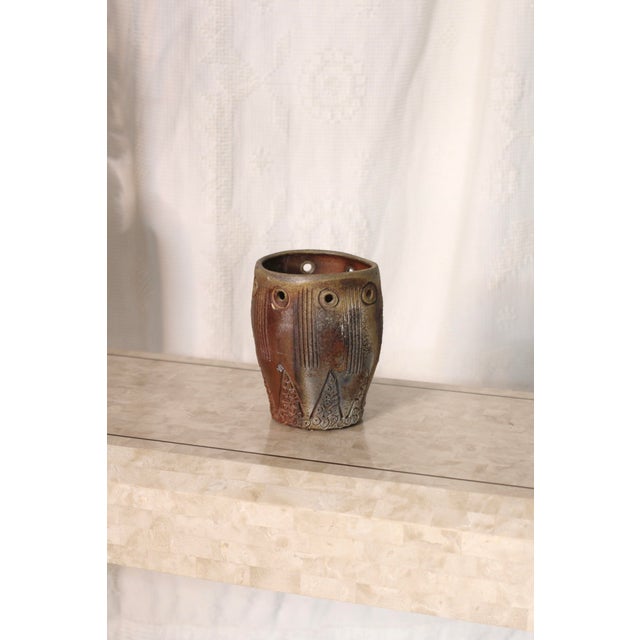 Ceramic 1980s Incised and Textured Art Pottery Vase For Sale - Image 7 of 8