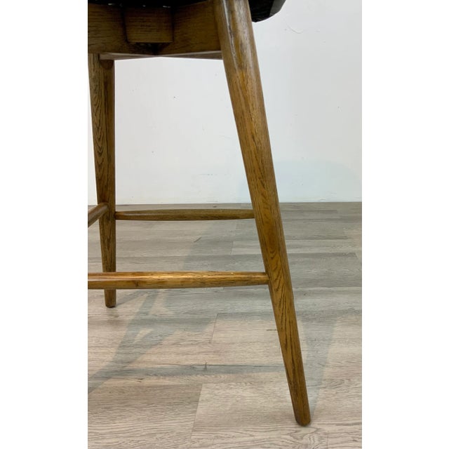 Modern Smokey Black Leather Bar Stools Set of 3 For Sale - Image 4 of 7