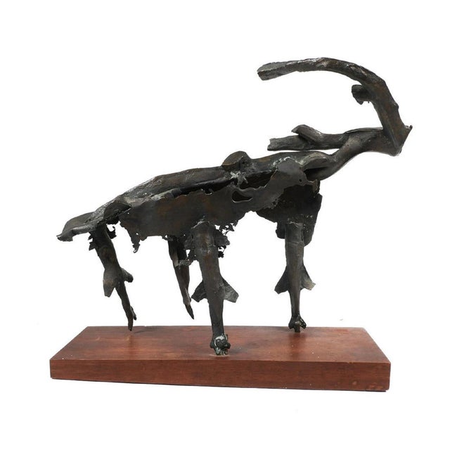 Benedict Michael Tatti, Bronze Sculpture Abstract Brutalist Goat or Ram WPA Artist Mounted on Base, c.1950's For Sale