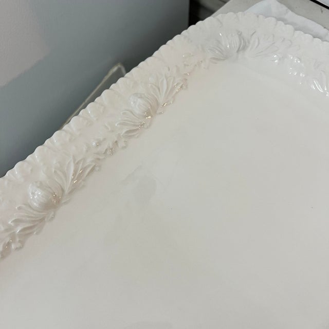 Italian large white ironstone serving / turkey platter with floral border. Measures 23.5” w x 17” d. Marked made in Italy....