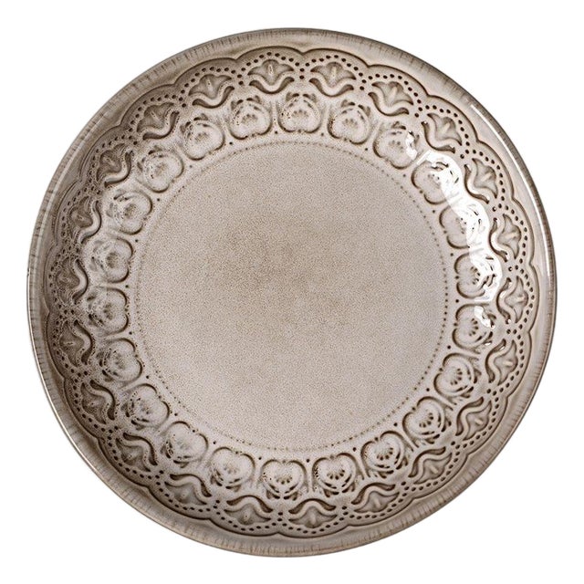 Vintage Embossed Openwork Ceramic Plate For Sale