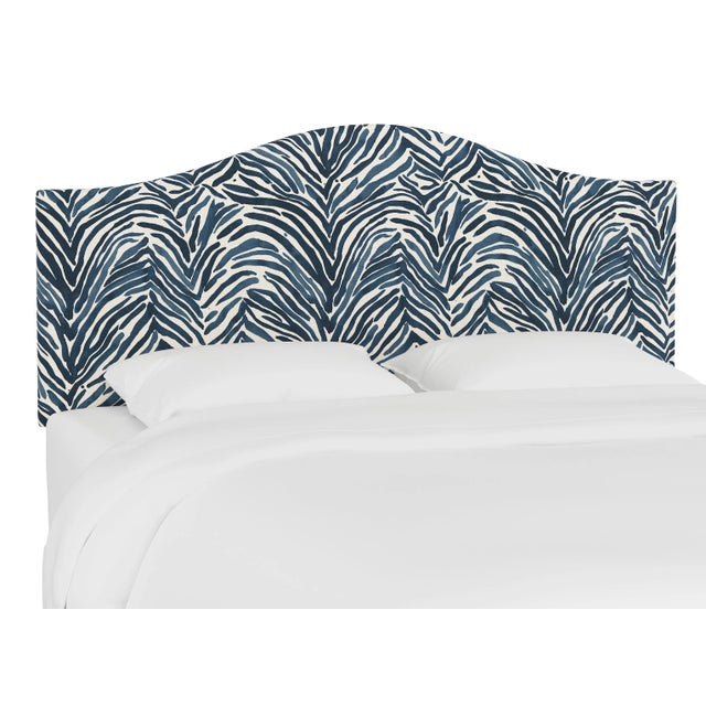 Kenmore Headboard in Blue Washed Zebra, Queen For Sale