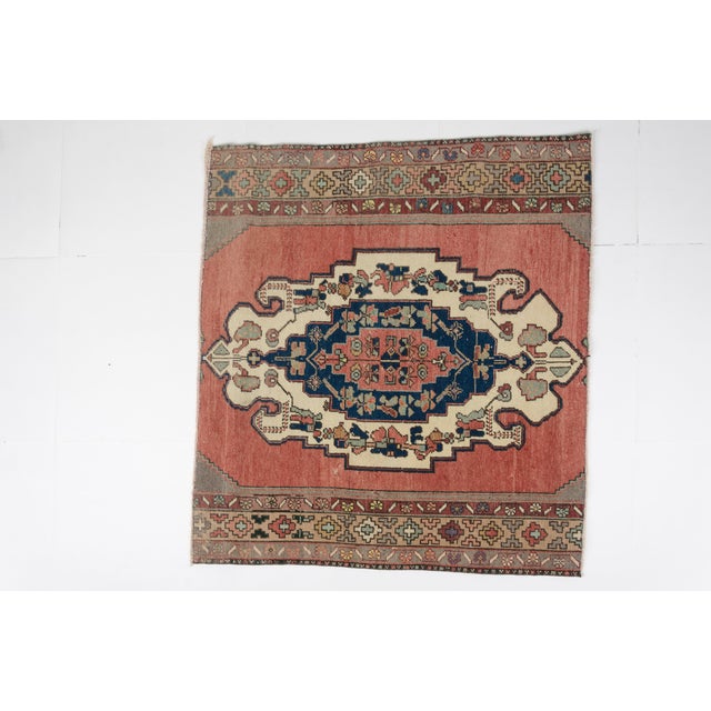 1950s Rectangular Vintage Small Carpet For Sale - Image 5 of 10