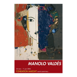 Manolo Valdez Poster Retrato Con Medio Raostro Azul