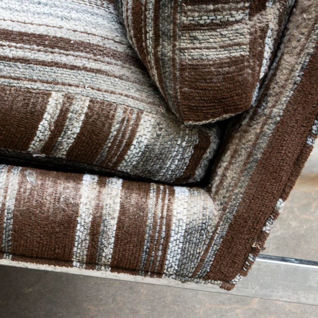 Metal 1970s Milo Baughman for Thayer Coggin Chrome Flat Bar Lounge Chair For Sale - Image 7 of 9