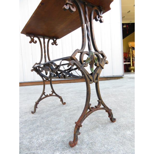 Vintage 1930's Hand Forged Wrought Iron Gilt Side Table ~ Spanish Revival ~ Hollywood Regency ~ French ~Plant Stand For Sale - Image 18 of 18