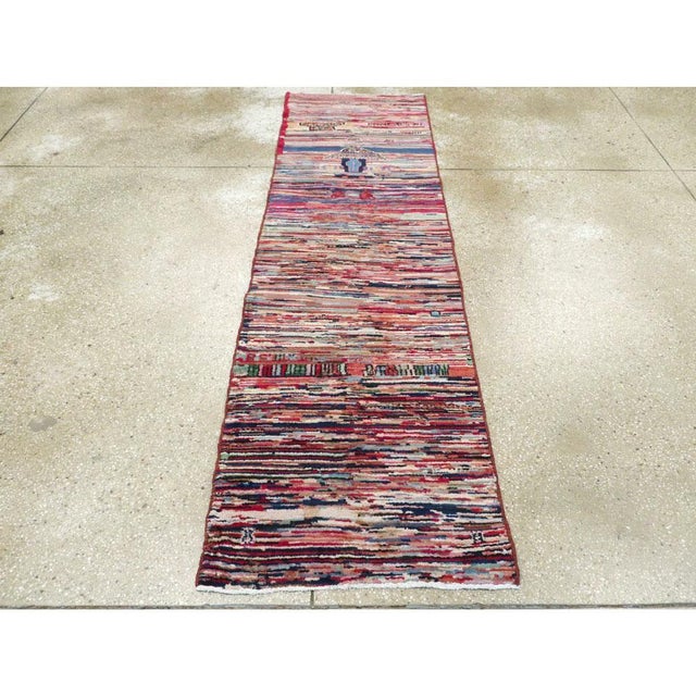 Tribal Galerie Shabab Collection Mid-20th Century Handmade Turkish Tribal Style Small Runner For Sale - Image 3 of 8