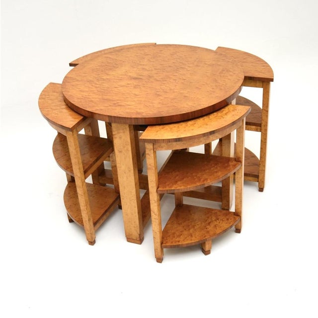 Mid-Century Modern Art Deco Birds Eye Maple Nesting Coffee Tables, 1930s, Set of 5 For Sale - Image 3 of 13