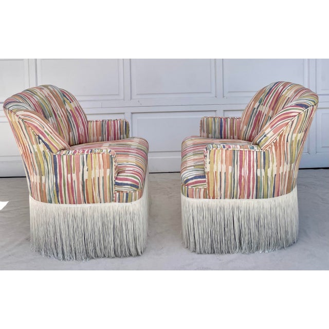 1940's Channel Back Swivel Chairs Newly Upholstered With