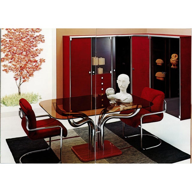 Guido Faleschini Astro Smoked Glass and Suede Cabinets for i4 Mariani, 1979, Set of 2 For Sale - Image 3 of 18