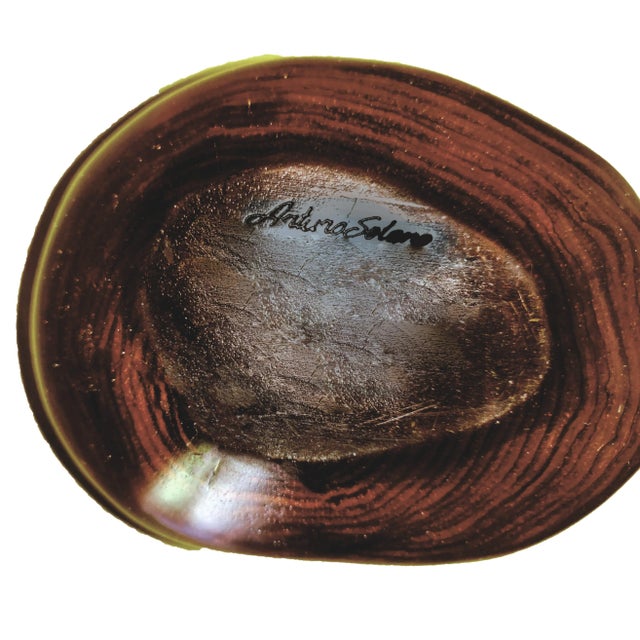 1950s Vintage Arturo Solano Turned Wood Live Edge Rimmed Artisanal Bowls on Wood Stand- 3 Pieces For Sale - Image 10 of 11