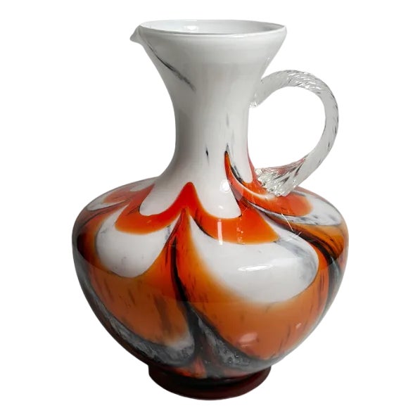 Henkelvase Opaline Fiorentina Glass Vase by Carlo Moretti, 1970s For Sale