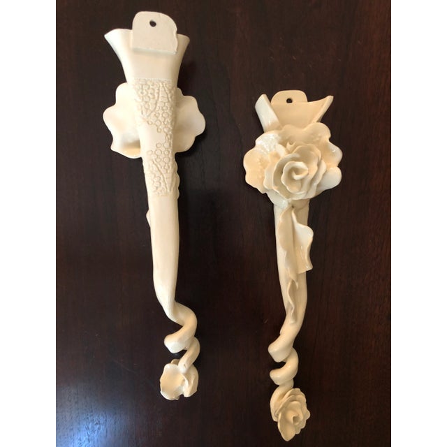 Late 20th Century Sculptural Floral Wall Pockets — a Pair For Sale - Image 9 of 12