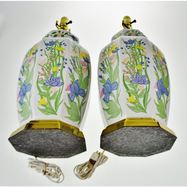 Vintage Ceramic Ginger Jar Style Floral Design Table Lamps ...