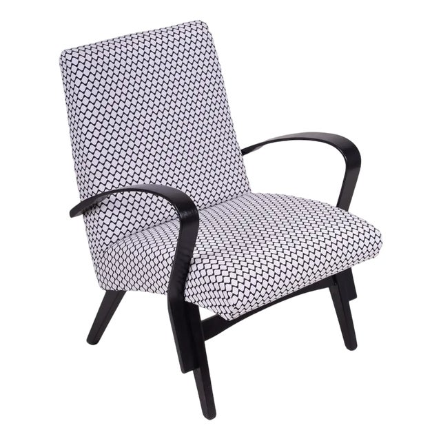 Mid-Century Black and White Armchair, 1950s For Sale