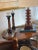 Maroon French Antique Pair of Column Marble & Glass Candlesticks/Candleholders For Sale - Image 8 of 13