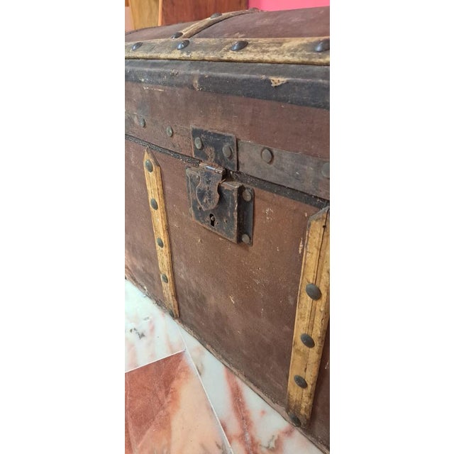 19th Century Antique Travel Trunk in Wood, 1890s For Sale - Image 5 of 13