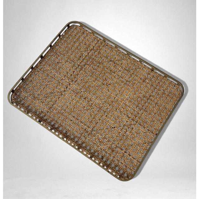 Christian Dior Style Lucite and Vienna Straw Italian Tray For Sale - Image 6 of 18