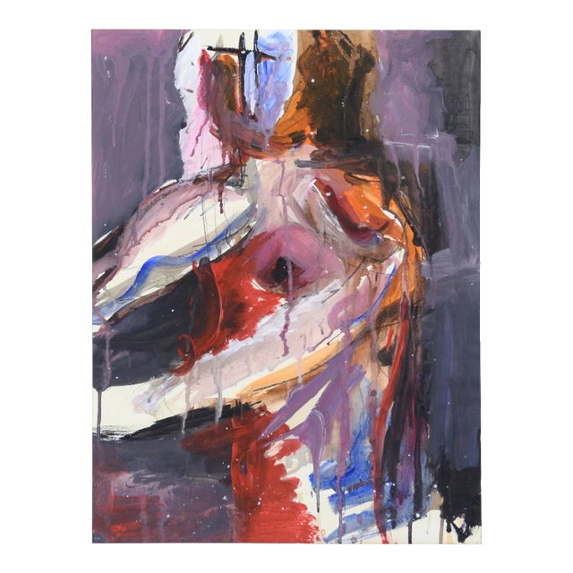Abstract Expressionist Figure in Acrylic on Paper by Michael William Eggleston For Sale