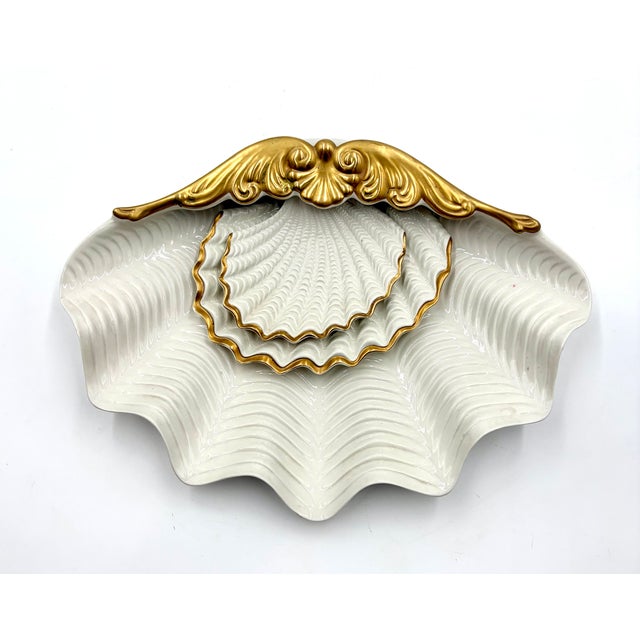 Vintage Italian Nesting Porcelain Shell Dishes - Set of Three For Sale - Image 12 of 12