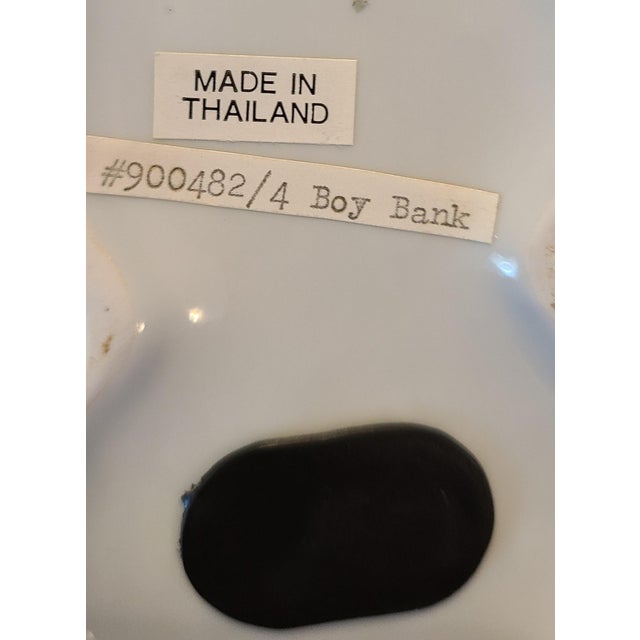 1980s 1980s Thai Blue & White Sleeping Boy Piggy Bank Figurine For Sale - Image 5 of 13