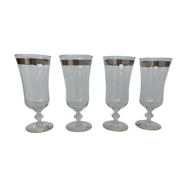 Mid-Century Silver Rim Parfait Glasses - Set of 4 For Sale