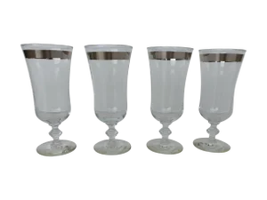 Mid-Century Silver Rim Parfait Glasses - Set of 4