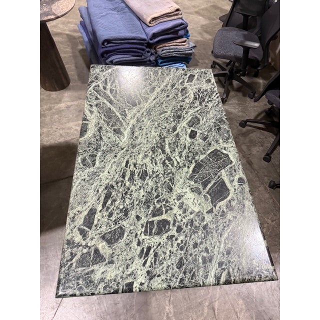 Metal 1960s Vintage Green Marble Rectangular Dining Table With Bronze Pedestal Base For Sale - Image 7 of 9