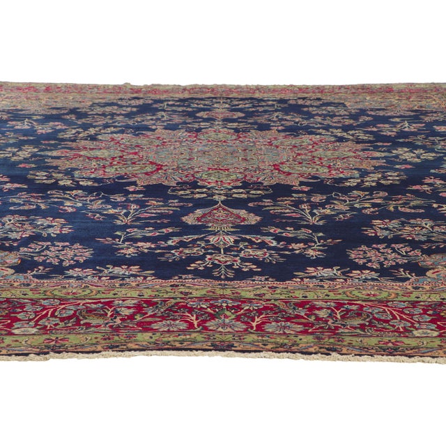 Baroque Vintage Persian Kerman Rug, 11'04 X 15'10 For Sale - Image 3 of 10