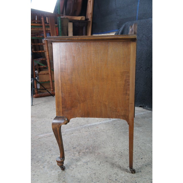 Antique French Country Queen Anne Style Mahogany Burl Buffet Sideboard Server For Sale - Image 18 of 18