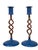 Modern Regency Blue and Gilt Brass Candlesticks, 1950s, Set of 2 For Sale - Image 12 of 12