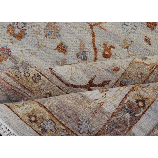 Modern Oushak Muted Rug in Earthy Tones on a Cream Background 10'1 X 14'1 For Sale - Image 11 of 12