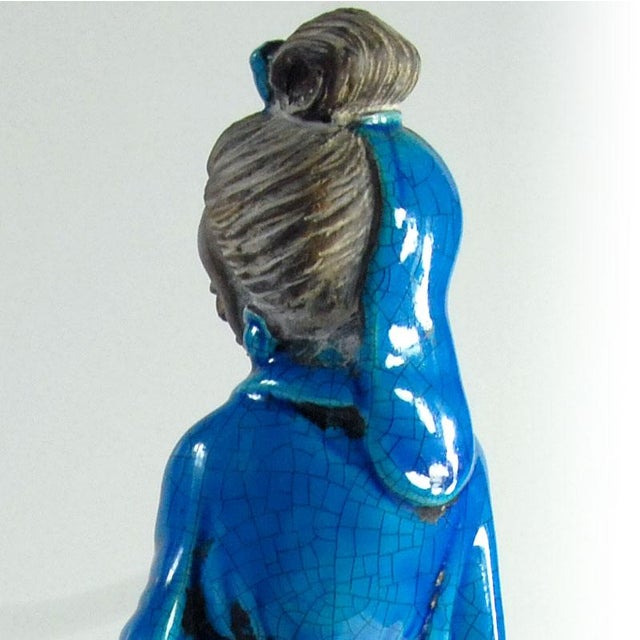 Blue Italian Ceramic Figurine by Ugo Zaccagnini, 1940s For Sale - Image 8 of 13