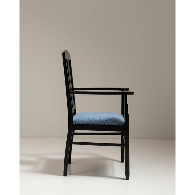 1920s French Black Arts and Crafts Upholstered Armchair For Sale - Image 9 of 15