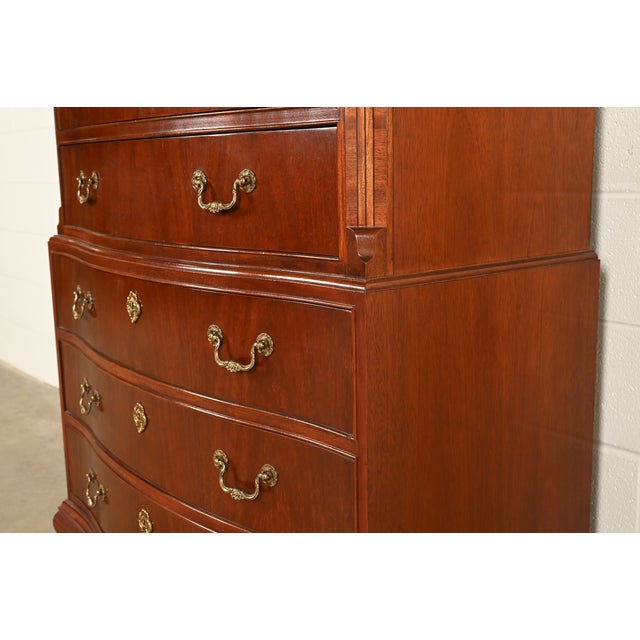 Baker Furniture Georgian Carved Mahogany Nine-Drawer Highboy Dresser, Circa 1980s For Sale - Image 9 of 14