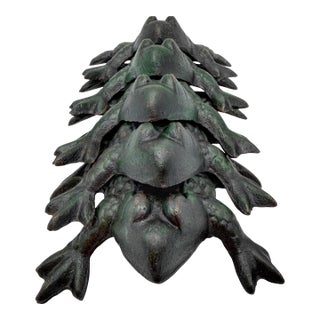 Mid 20th Century Set of 5 Cast Iron Frog Place Card Holders or Garden Table Accents For Sale